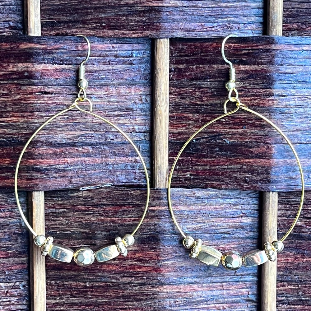 Gold Beaded Hoop Earrings